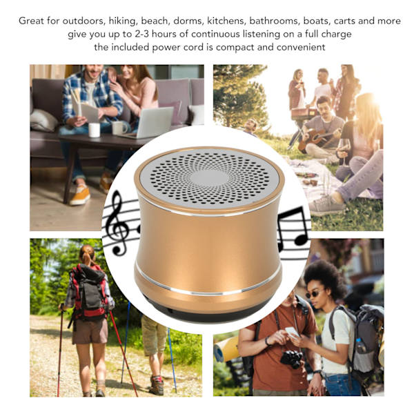 Mini Bluetooth-högtalare IP67 Vattentät Automatisk anslutning Bärbar trådlös högtalare med bashögtalare för duschrum Cykel Bil Gold