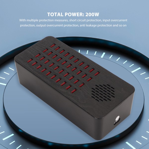 USB A ladestasjon 200W 40 porter automatisk deteksjon USB hurtiglading dokkingstasjon for flere enheter smarttelefon nettbrett bærbar datamaskin 100 til 240V EU