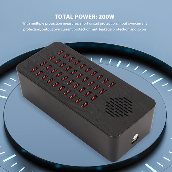 USB A -latausasema 200 W 40 porttia Automaattinen tunnistus USB-pikalataustelakka useille laitteille Älypuhelin Tabletti-kannettava tietokone 100-240 V EU
