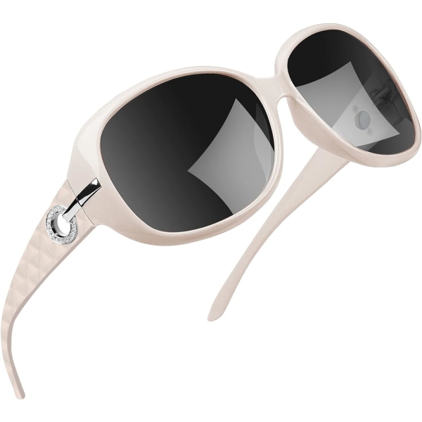 Jackie Solbriller Oversized Shades til Kvinder Trendy Store Rektangulære Solbriller UV-beskyttelse Solbriller light Beige Black