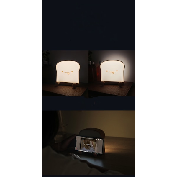 Sød natlampe Toast Led natlampe oplader og timer, bærbar soveværelse seng lampe (sjov)