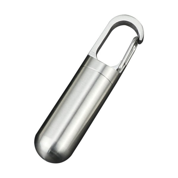 J21 rustfrit stål medicinbeholder forsegling Vandtæt bærbar mini kapsel flaskeholder nøglering til udendørs rejse mini