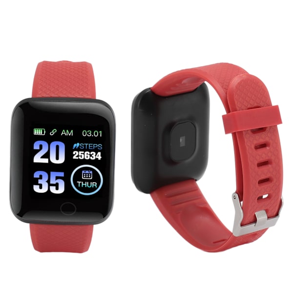 116 Plus Smart Watch 1,3 tums TFT färgskärm IP67 Vattentät Sport Smart Watch med Bluetooth meddelandepåminnelse Red