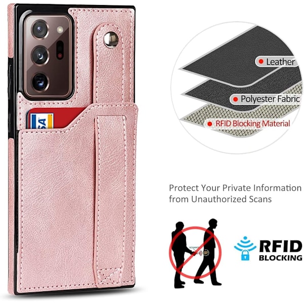 Designad för Samsung Galaxy Note 20 Ultra/Note20 Plus 5G Plånboksfodral med Justerbar Handledsrem Ställ PU Läder Kreditkortsfack