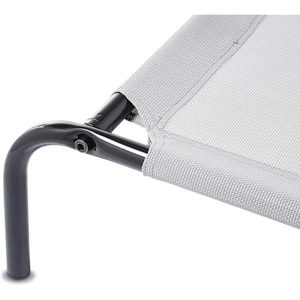 Andningsbar upphöjd hundsäng med robust metallram - Kylande upphöjd husdjurssäng för små raser, 91x56x19 cm, Grå S
