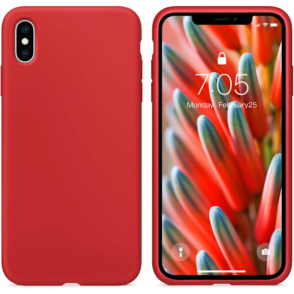 Etui til iPhoneXS Max, flydende silikone gel gummi telefonetui, iPhoneXS Max 6,5 tommer stødsikkert slankt blødt mikrofiber Li