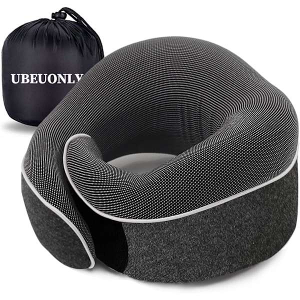 Reise nakkepute hake støtte pute justerbar 100% rent minneskum, ny ergonomisk design myk beste full nakke surround pute sove for hjem, Ai Black