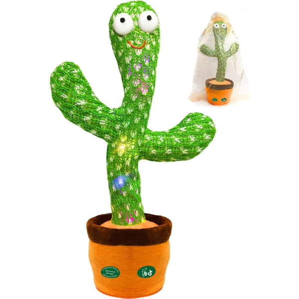 Dansende kaktus leke for barn og babyer, volumjusterbar snakkende kaktus leke, kaktus repeterer og spiller inn det du sier (120 sanger)