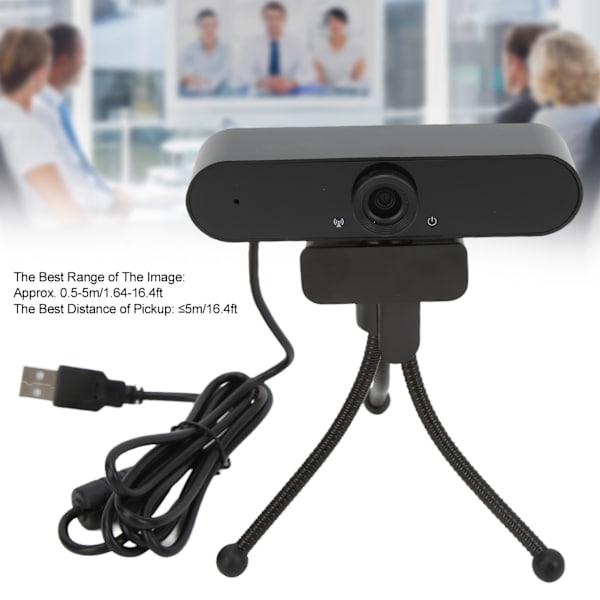 Webkamera 1080P HD USB2.0 2.0MP Autofokus tydlig videokamera för Win10 stationär bärbar dator PC