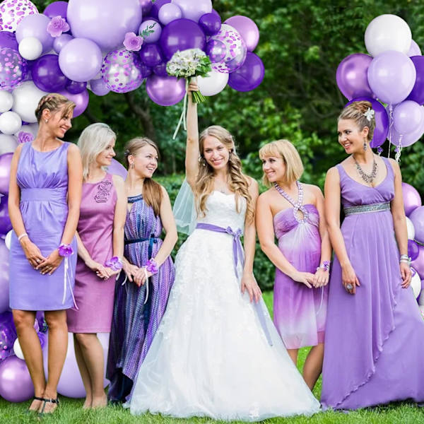 Lila bågformad ballonggirlang, lavendel lila och vit ballongbågsats, lila metalliska och konfettimixade ballonger för babyshower, flickors födelsedag, bröllop Purple