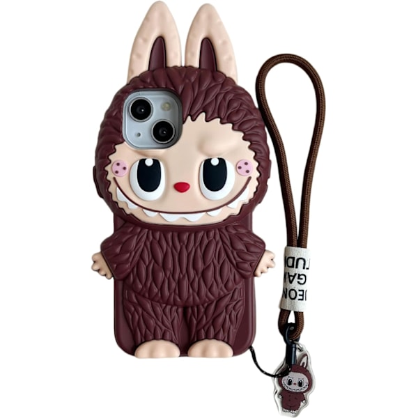 Labubu Sød Tegneserie iPhone 16 pro Cover Snøre Telefon Cover Egnet til Alle Modeller TPU Silikone Gel Ridsefast Stødsikker brown