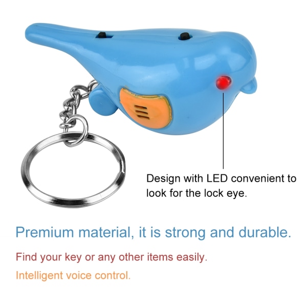 Bird LED Whistle Key Finder Intelligent stemmekontroll nøkkelring med batteri blue