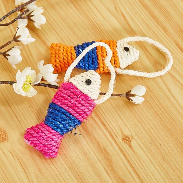 Fish Shape Cat Scratcher Interactive Sisal Rope Cat Scratch Board skrapepute for kattunge innendørs