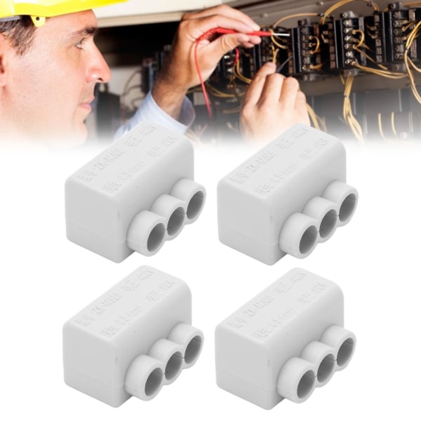 Splitter Wire Connector 1 in 3 Out Messing Conductor Quick Wiring Terminal Block for Taklampe 60A 400V 10stk