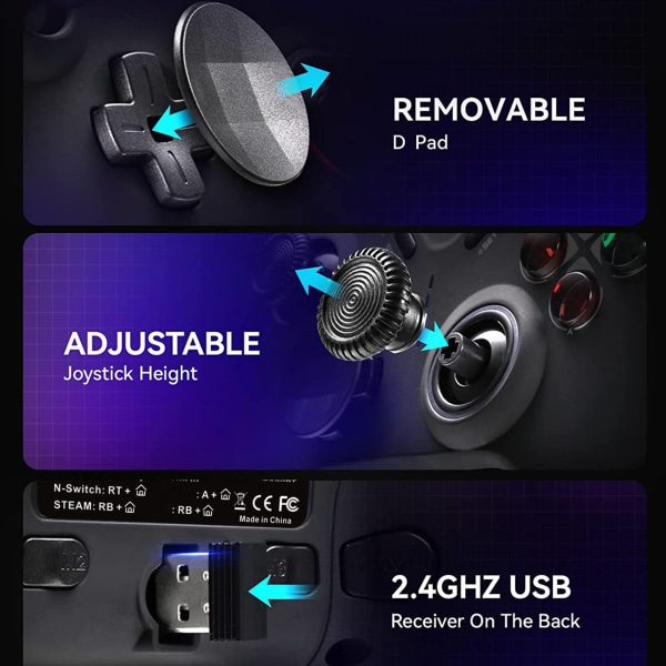 Trådløs spillkontroller Profesjonell ergonomisk følsom Hjem USB Gamepad Joystick for Android Svart