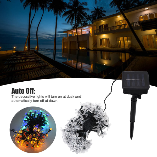 Solcelledrevet lyssnor 12M 100LED dekorative lys til udendørs terrasse gård havefest dekoration Warm Light