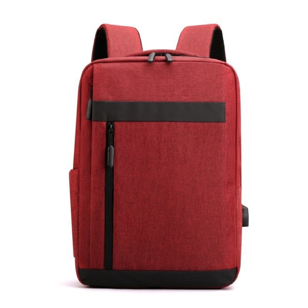 1st multifunktionell vattentät ryggsäck, med USB laddning, enfärgad bärbar datorväska för utomhusresor och pendling (svart)