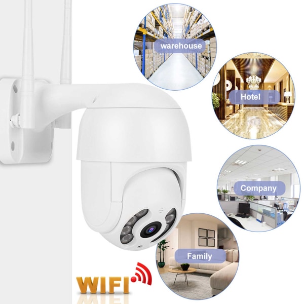 2-tommers vanntett PTZ Mini Dome-kamera 1080P WiFi 8 lys Sikkerhetsovervåking Arbeid med Icsee 110-240VEU
