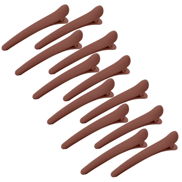 12 st hårklämmor för styling sektionering, 3,1 tum matta alligator hårklämmor hårspännen ingen veck anka näbb hårklämma Brown