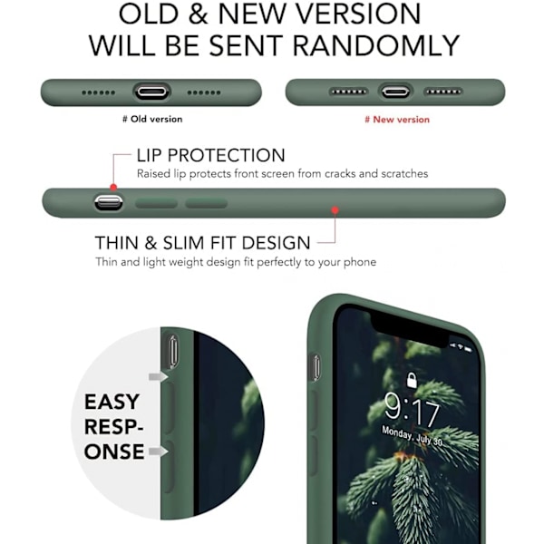 Cover til iPhone XS, flydende silikone gel gummi telefoncover, iPhone XS 5.8 tommer stødsikkert fuld krop slankt blødt mikrofiberfor