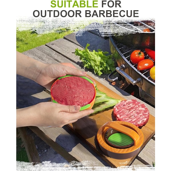 3-in-1 Burgeriprässi - Tarttumaton pihvimuotti täytetyille burgereille, slidereille ja kasvispihveille, helppo puhdistaa, grilliin ja keittiöön yellow