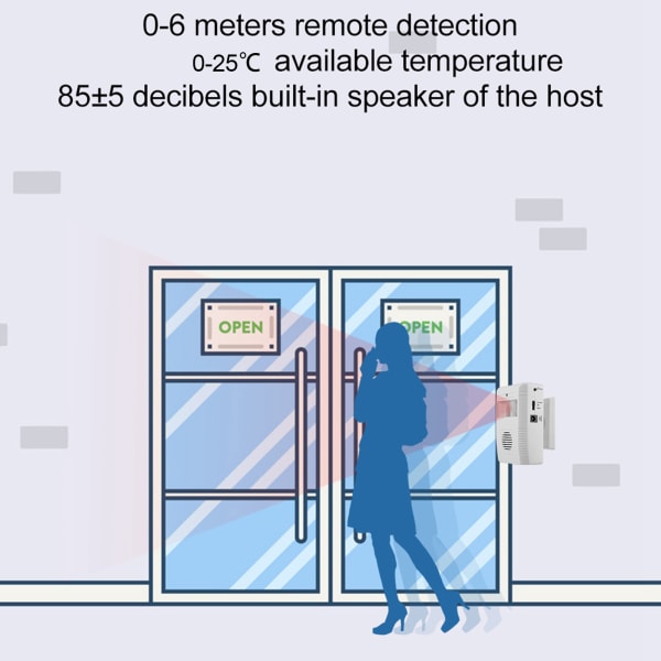 16 musikk IR bevegelsessensor uavhengig sensor butikk hjem velkomst dørklokke inngangsalarm
