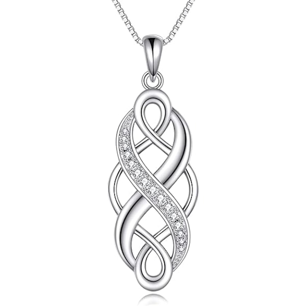 Keltisk knut halsband Skapad Opal Hänge Sterling Silver Oändlighetskärlek Smycken white