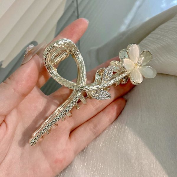Hårklemme med blomster for kvinner, 2 stk. store hårklemmer med rhinestones i metall, flerfarget F