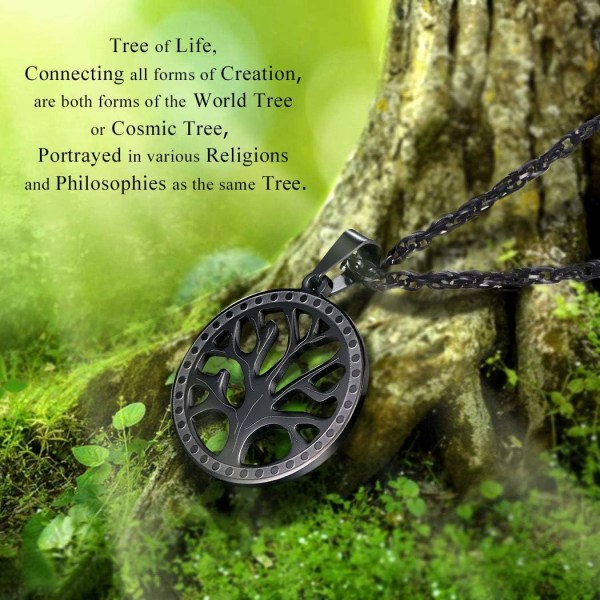 Livets Træ Halskæde, Natur Spirituel Halskæde, Familie Træ Halskæde, Mænd Kvinder Smykker, Kom Gaveæske black