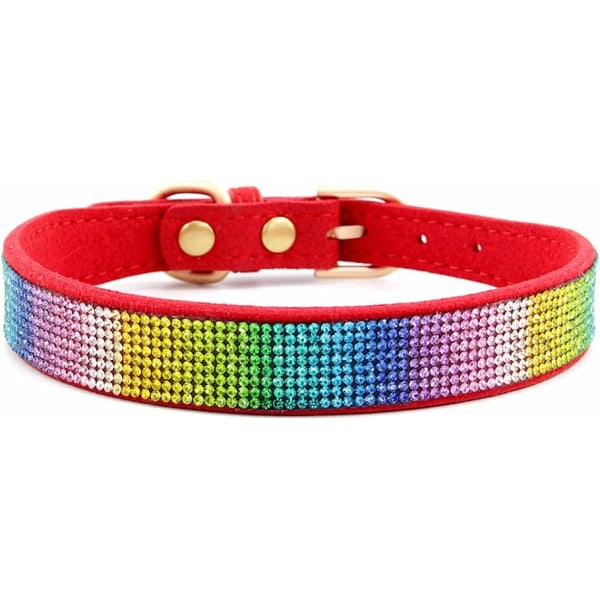 Rhinestone Hundehalsbånd, Søt Blendende Glitrende Mykt Semsket Skinn Hundehalsbånd Rhinestone Halsbånd Krystall Diamant Kjæledyr Hunde Valp Halsbånd (XXS, Rød-3) Red XX-Small