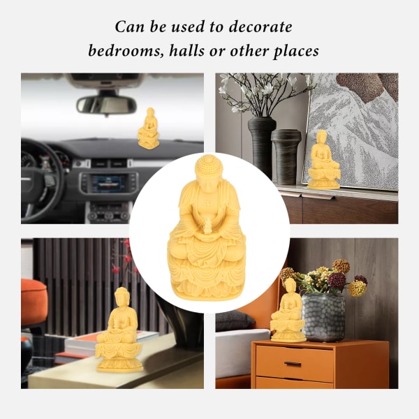 Buddha Statue Ornamenter Syntetisk Resin Skulptur Håndværk Bil Hjem Dekorationer 10CM