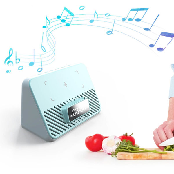Langaton latausasema 15W 3 in 1 Langaton puhelimen laturi Bluetooth-kaiuttimella Digitaalinen herätyskello Blue