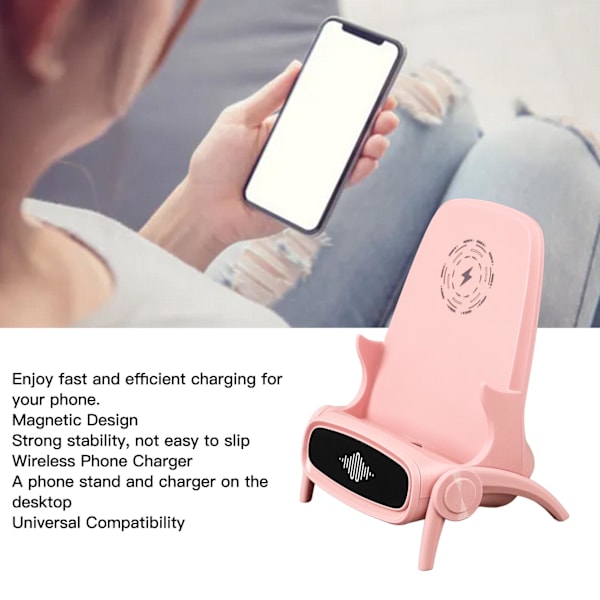 Magneettinen langaton puhelimen latausteline, lataa samanaikaisesti 2 puhelinta, 36 W:n universaali langaton puhelimen laturi, tuolin ulkonäkö Pink