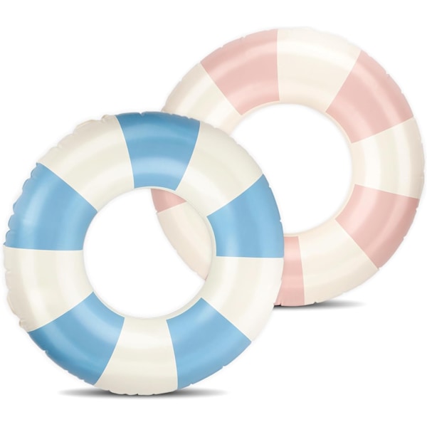 2-pack Pool Floats för Barn - Uppblåsbara Badringar för Pojkar & Flickor, Runda Flytande Ringar för Pool, Strand & Sjö, Sommarvattenleksaker, Bl 1pcs Blue+1pcs Pink
