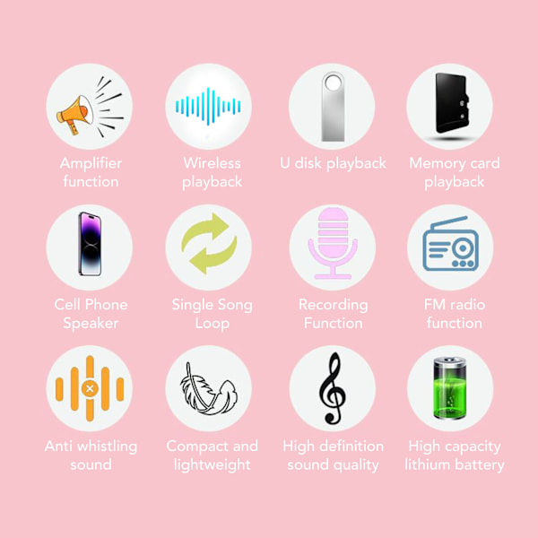 Bærbar stemmeforsterker med Bluetooth og mikrofonhodetelefoner for lærere og guider Rose Gold