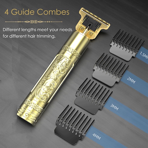 Hårklippare för män, sladdlös hårklippare uppladdningsbar skäggtrimmer, Zero Gapped T Blade Liners Grooming Hårklippningskit, presenter till män make Bronze