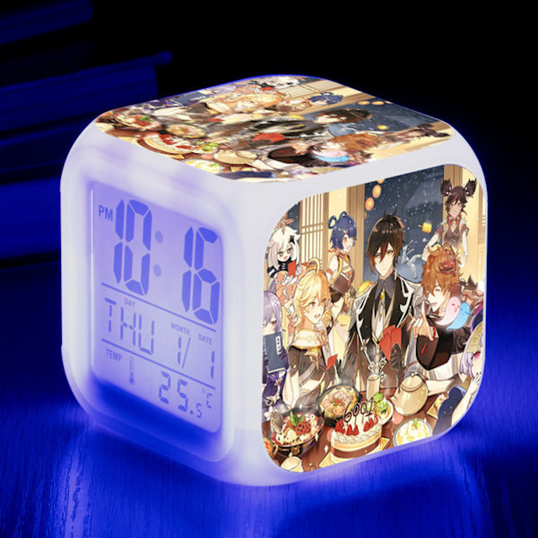 Japansk Anime Original God Square Färgglad Väckarklocka Ny Kreativ Stor Skärm Digital Elektronisk Klocka（8）
