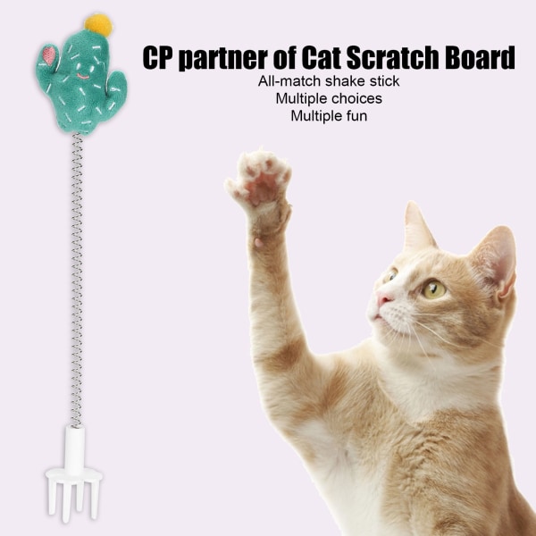 Katt Elastisk fjærleketøy Metalltrådfjær Funny Cat Stick Pet Interactive Teaser ToyCactus Green