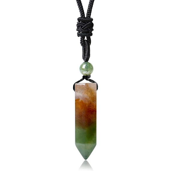Krystal Halskæde til Mænd Kvinder Justerbar Reb Hexagonal Punkt Healing Krystal Naturlig Sten Vedhæng Halskæder Ædelsten Smykker Multi Indian Agate