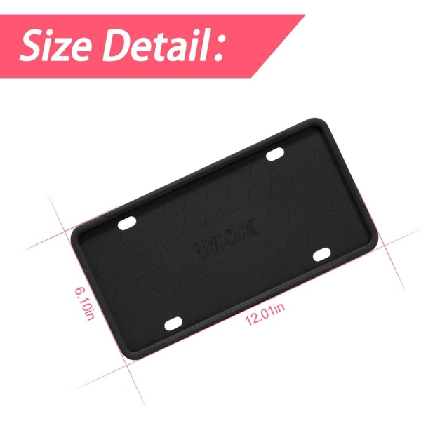 Auton rekisterikilven kehys, 2 kpl varkaudenesto universaali silikoninen rekisterikilven kehys autoille, maastureille, ajoneuvoille, ruostumaton rekisterikilven kehys, automaattinen pääsy 2PCS Black