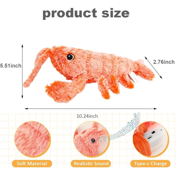 Floppy Lobster Interaktiv Hundleksak, 2024 Nya Roliga Interaktiva Hundplyschleksaker, Hoppande Rörliga Hundleksaker för Mellanstora Hundar, Lugnande Husdjur