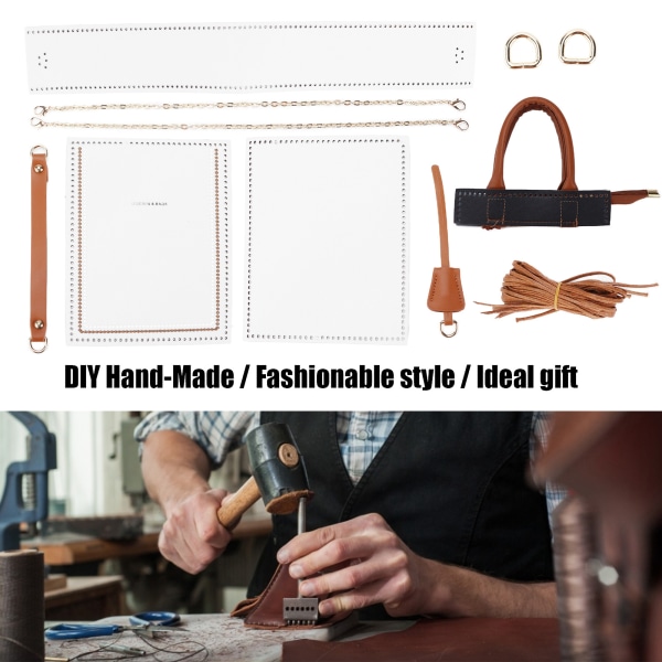 DIY virkad väska Handgjord Handväska i moderiktig stil Legering konstläder för hantverksälskare White