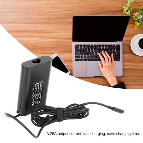 Type C Laptop Strømadapter 65W 20V 3.25A Flere Beskyttelse Type C Laptop Oplader til Computer Tablet EU Stik 100‑240V