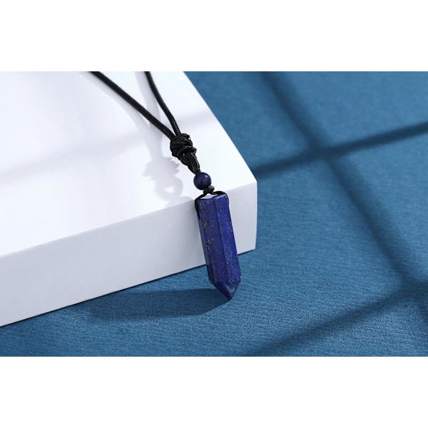 Krystal Halskæde til Mænd Kvinder Justerbar Reb Hexagonal Punkt Healing Krystal Naturlig Sten Vedhæng Halskæder Ædelsten Smykker Blue Lapis Lazuli