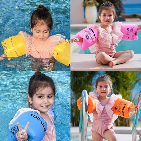 Dubbla Luftkuddar Uppblåsbara Armpuffar - Simarmringar för Barn 3 - 5, Småbarn & Vuxna, Perfekt Sommarpool Tillbehör pink 17*17cm