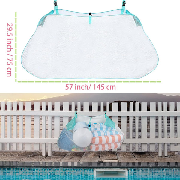 Foldbar Pool Opbevaringspose - Vandtæt Mesh Organizer til Pool Legetøj, Flydere & Tilbehør, Hængende eller Bærende, Stor Kapacitet, Grøn green