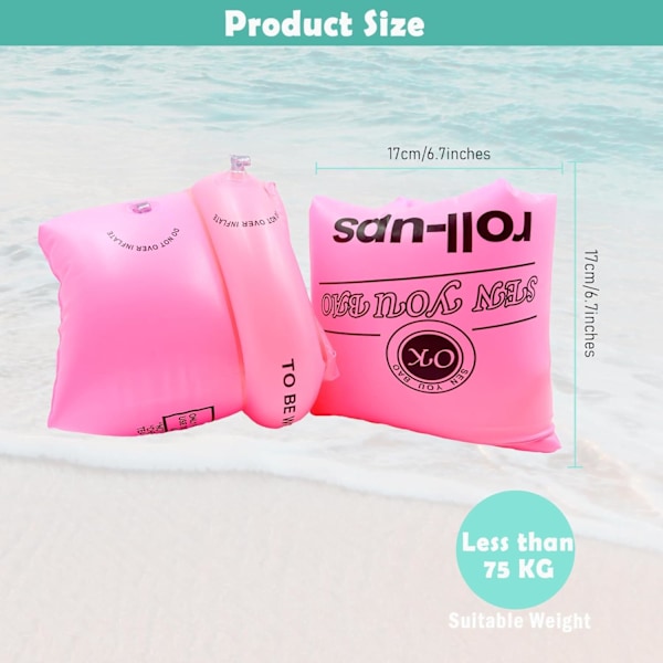 Dubbla Luftkuddar Uppblåsbara Armpuffar - Simarmringar för Barn 3 - 5, Småbarn & Vuxna, Perfekt Sommarpool Tillbehör pink 17*17cm