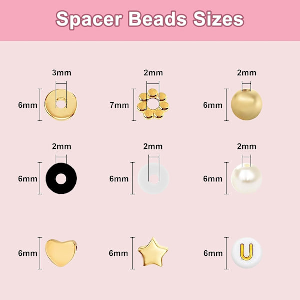 2580 st Friendship Bracelet Kit, Bracelet Making kit, Clay Beads för Bracelet Making, Gold Letter Beads för Bracelets Making Kit, Pearl Beads för Jewelr