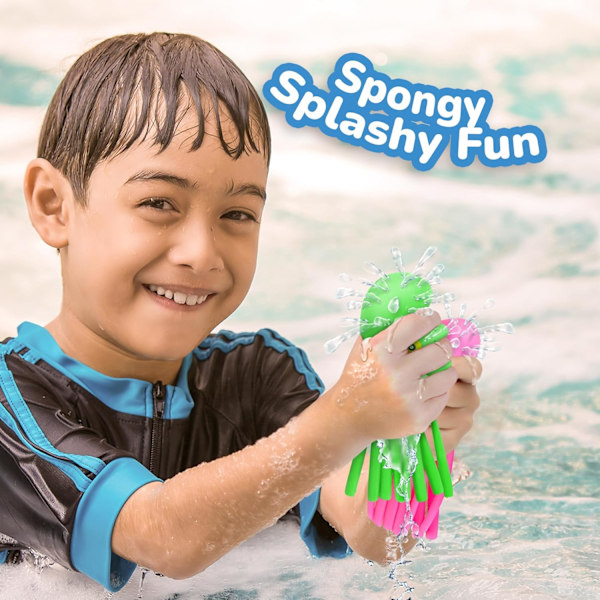 6-pack Squishy Bläckfisk Vattenbollar - Sensoriska Bad- & Poolleksaker för Barn, Stressreducerande Klämleksaker, Badkar & Simkul, Rosa Blå G