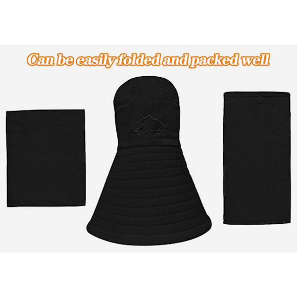 Solhattar för män och kvinnor Fiskehatt UPF 50+ Andningsbar bred brätte Sommar UV-skyddande hatt Black